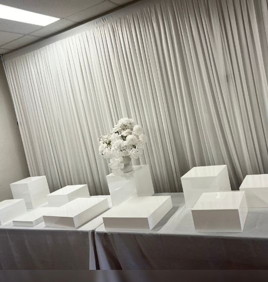 White Acrylic Square Table Risers
