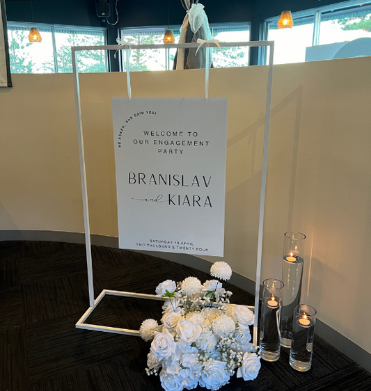 White Hanging Sign Hire