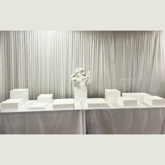 White Acrylic Square Table Risers