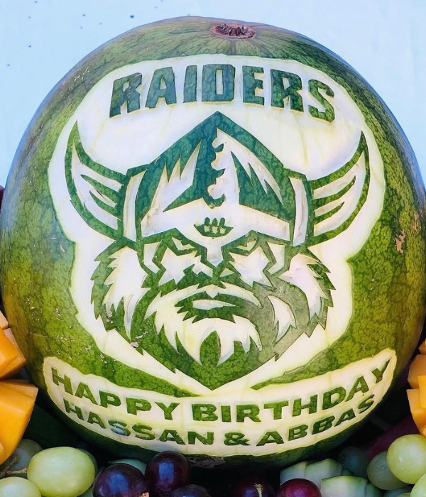 Raiders NRL Watermelon Carving
