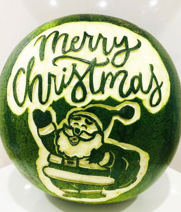 Santa Christmas Watermelon Carving