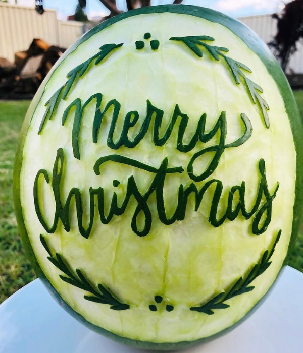 Merry Christmas Watermelon Carving