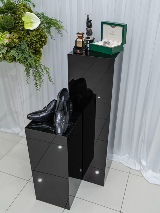 Black Acrylic Plinth Hire set of 2