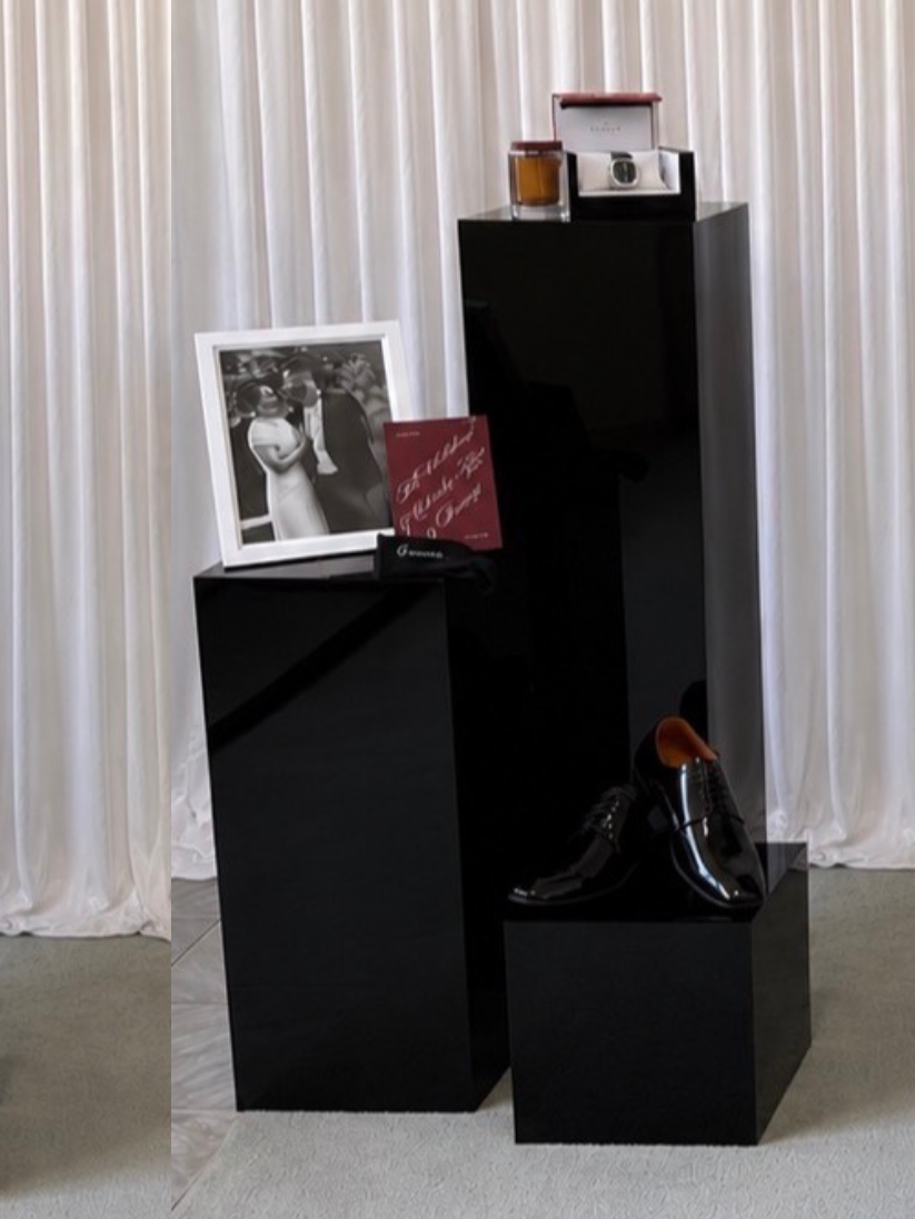 Black Acrylic Plinth Hire set of 3